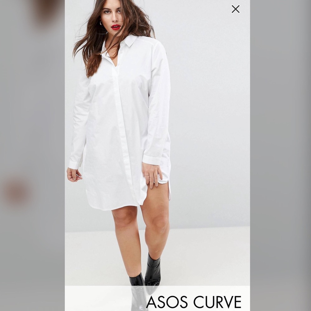 ASOS CURVE white button up shirt dress